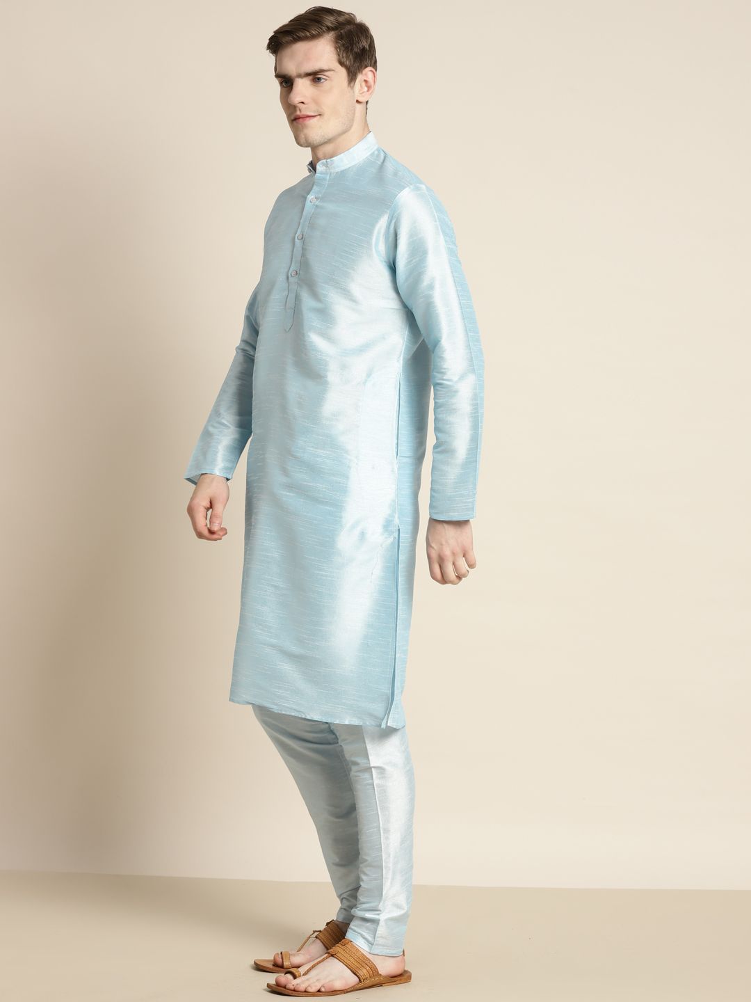 SOJANYA Kurta Motif Etnik Biru Lelaki dengan Churidar