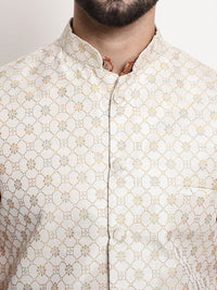 SOJANYA Ethnic Motifs Woven Design Regular Kurta & Churidar With Nehru Jacket
