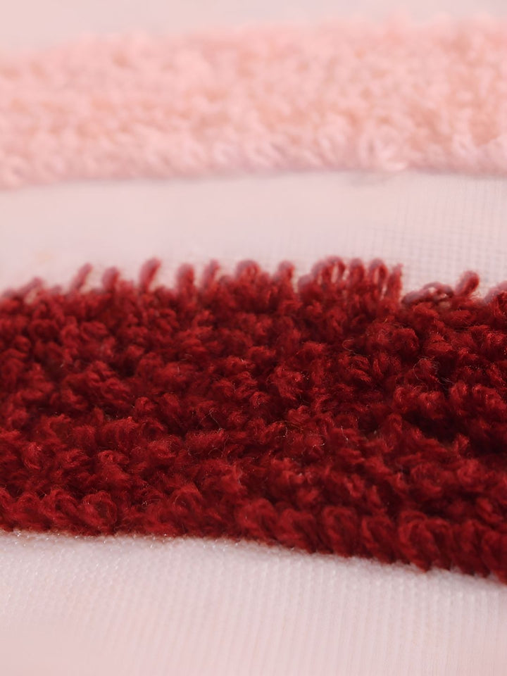 STITCHNEST Maroon & White Embroidered Rectangle Cushion Cover
