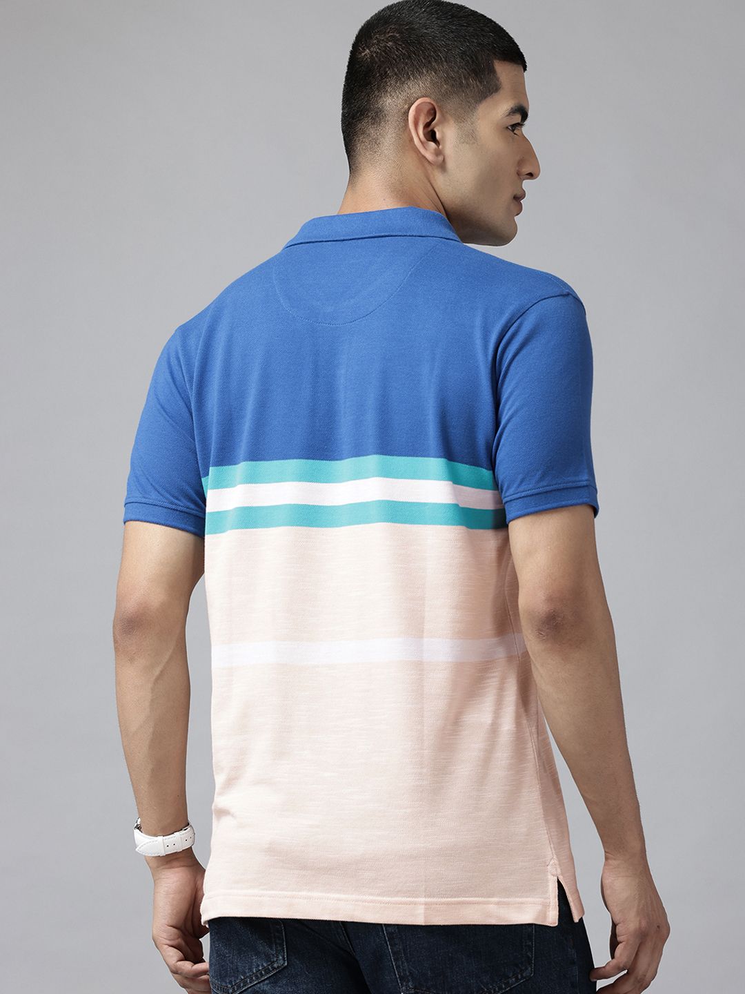 Park Avenue Striped Polo Collar Slim Fit T-shirt
