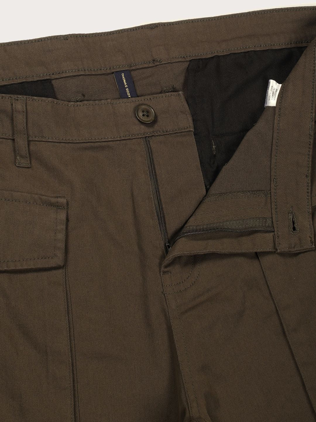 Thomas Scott Men Smart Regular Fit Cotton Mid-Rise Cargos Trousers