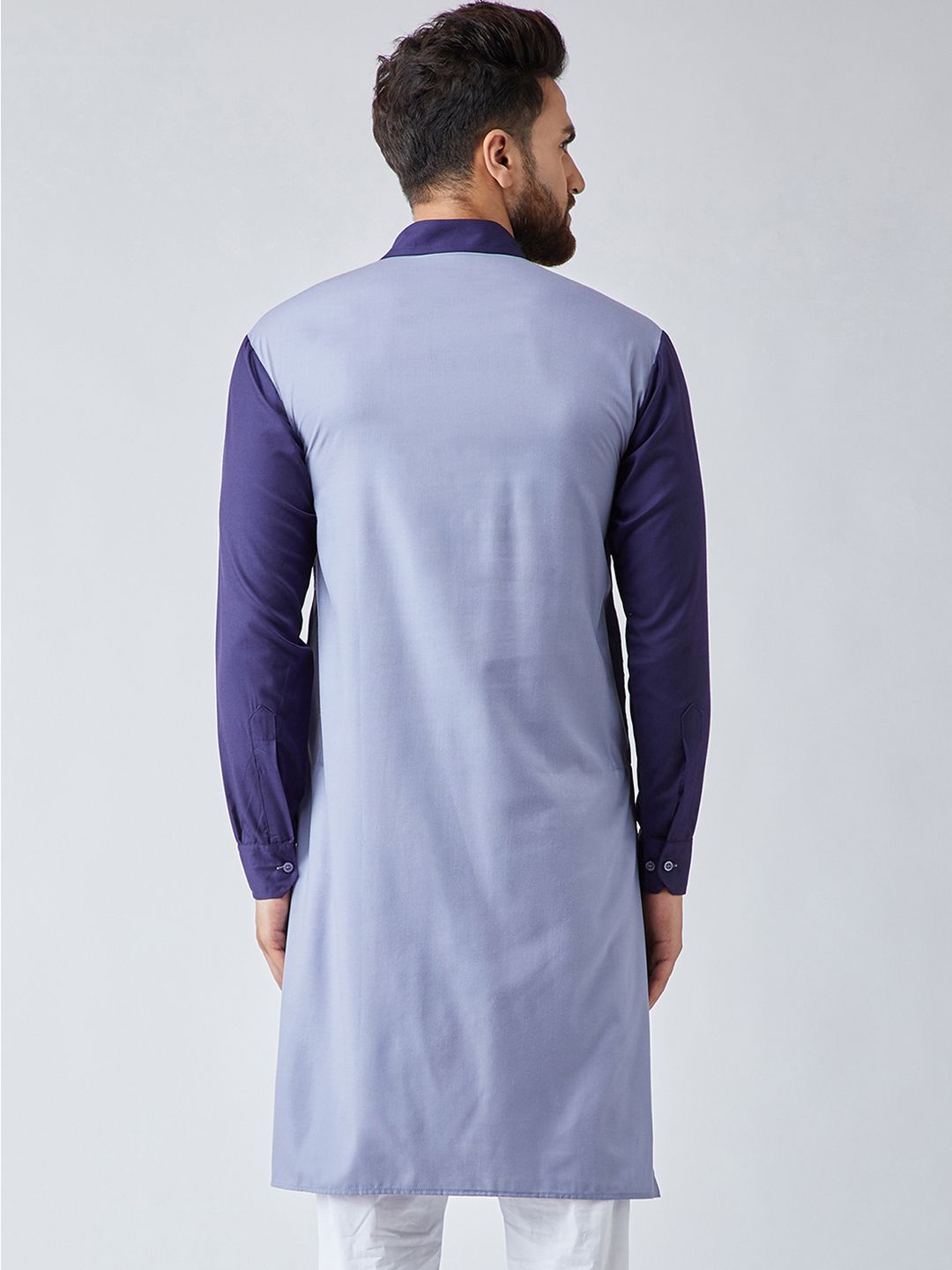 SOJANYA Men Blue Solid Pathani Kurta