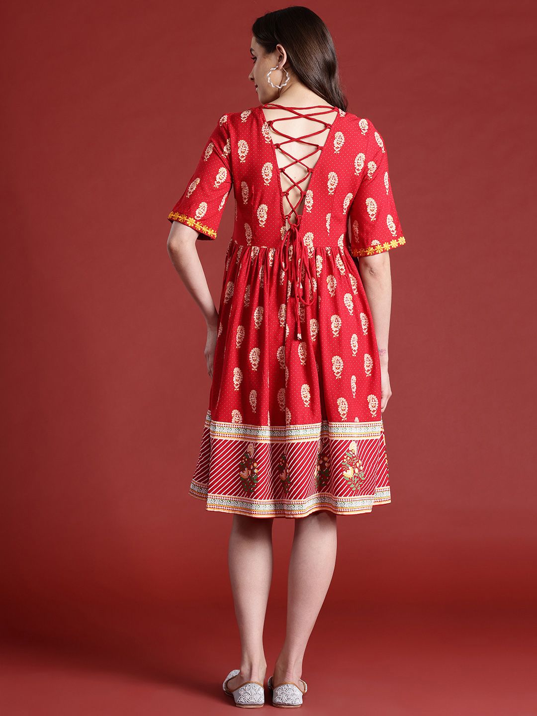 Anouk Ethnic Motif Printed Knee Length A-Line Ethnic Dress