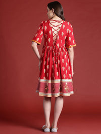 Anouk Ethnic Motif Printed Knee Length A-Line Ethnic Dress