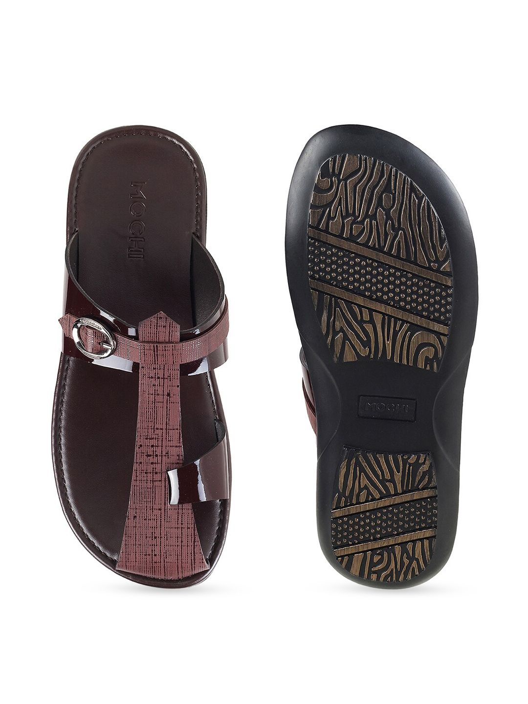 Mochi Men Textured One Toe Comfort Sandals With Buckle Detail