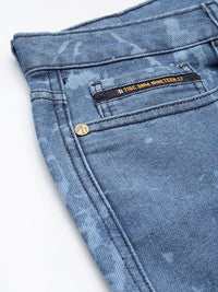 The Indian Garage Co Men Mid Rise Cotton Baggy Fit Laser Print Cargo Jeans