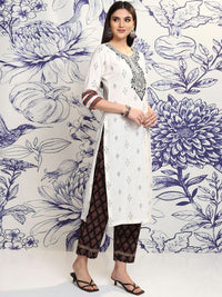 Vishudh Ethnic Motifs Embroidered Thread Work Pure Cotton Kurta with Trousers & Dupatta