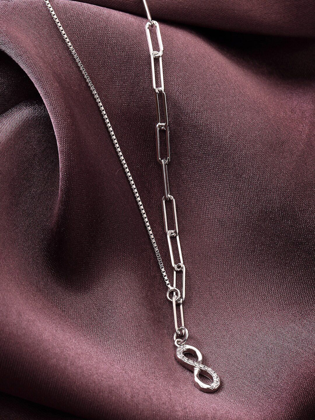 PRIONI 925 Sterling Silver Rhodium-Plated CZ-Studded Classic Necklace