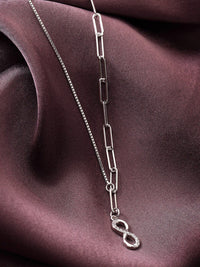 PRIONI 925 Sterling Silver Rhodium-Plated CZ-Studded Classic Necklace