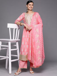 Libas Ethnic Motifs Printed Thread Work Anarkali Kurta With Palazzos & Dupatta