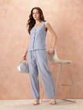all about you Striped V-Neck Pure Cotton Co-Ords