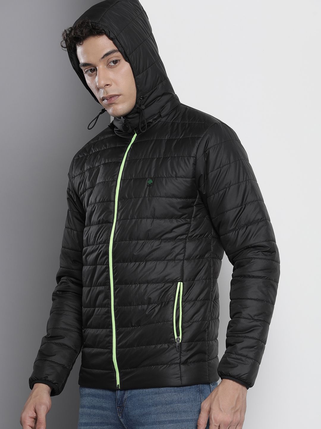The Indian Garage Co Men Zip-Front Puffer Jacket with Detachable Hood