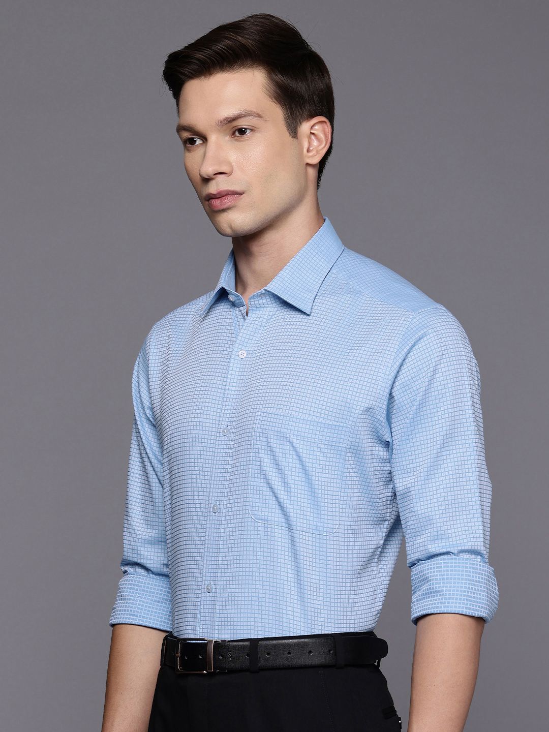 Raymond Pure Cotton Checked Slim Fit Formal Shirt