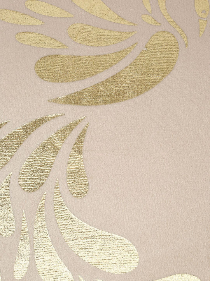 HOSTA HOMES Cream-Coloured & Gold-Toned Set of 5 Geometric Velvet Square Cushion Covers