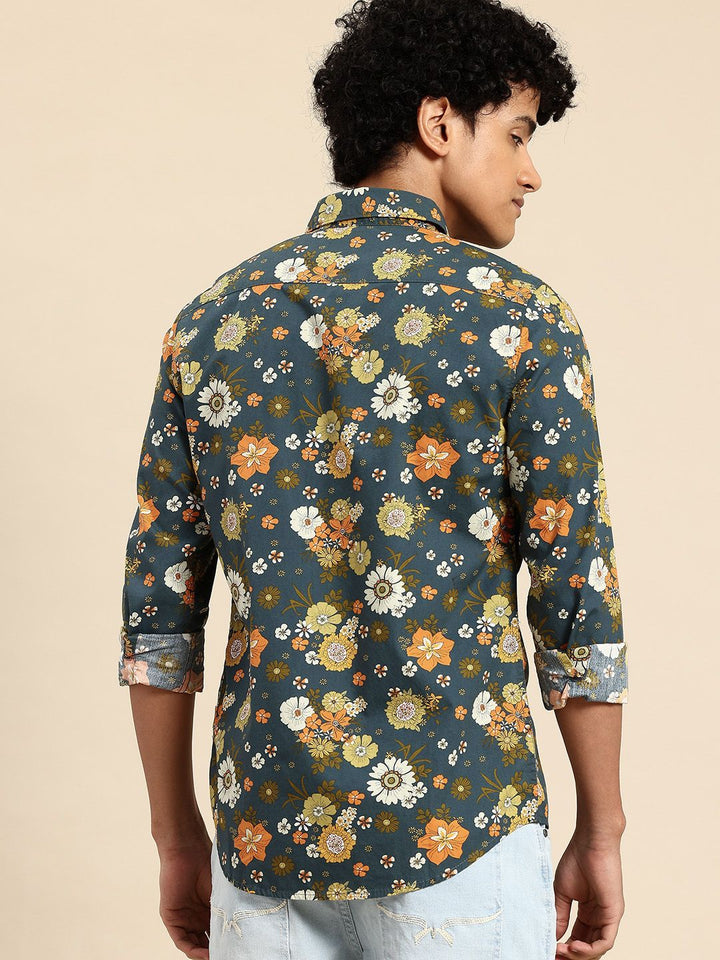 Being Human Floral Printed Slim Fit Pure Cotton Shirt