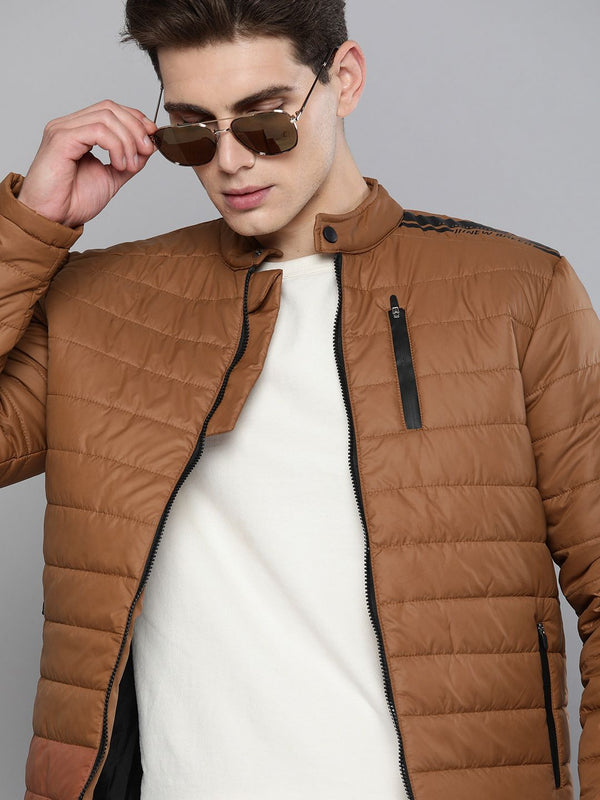 The Indian Garage Co Men Zip-Front Puffer Jacket with Zipper Pockets