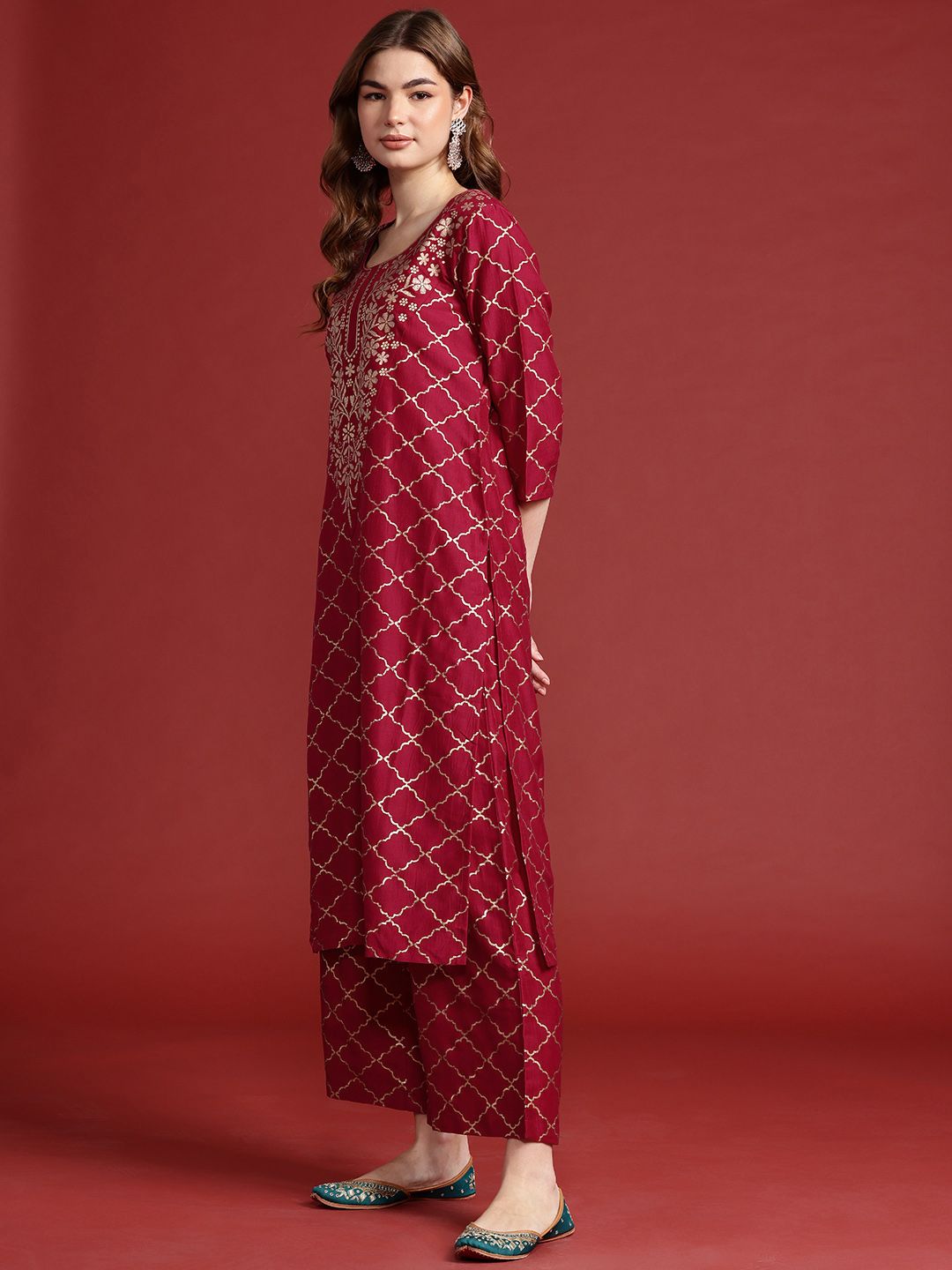 Anouk Women Ethnic Motifs Print Gotta Patti Kurta with Palazzos & Dupatta