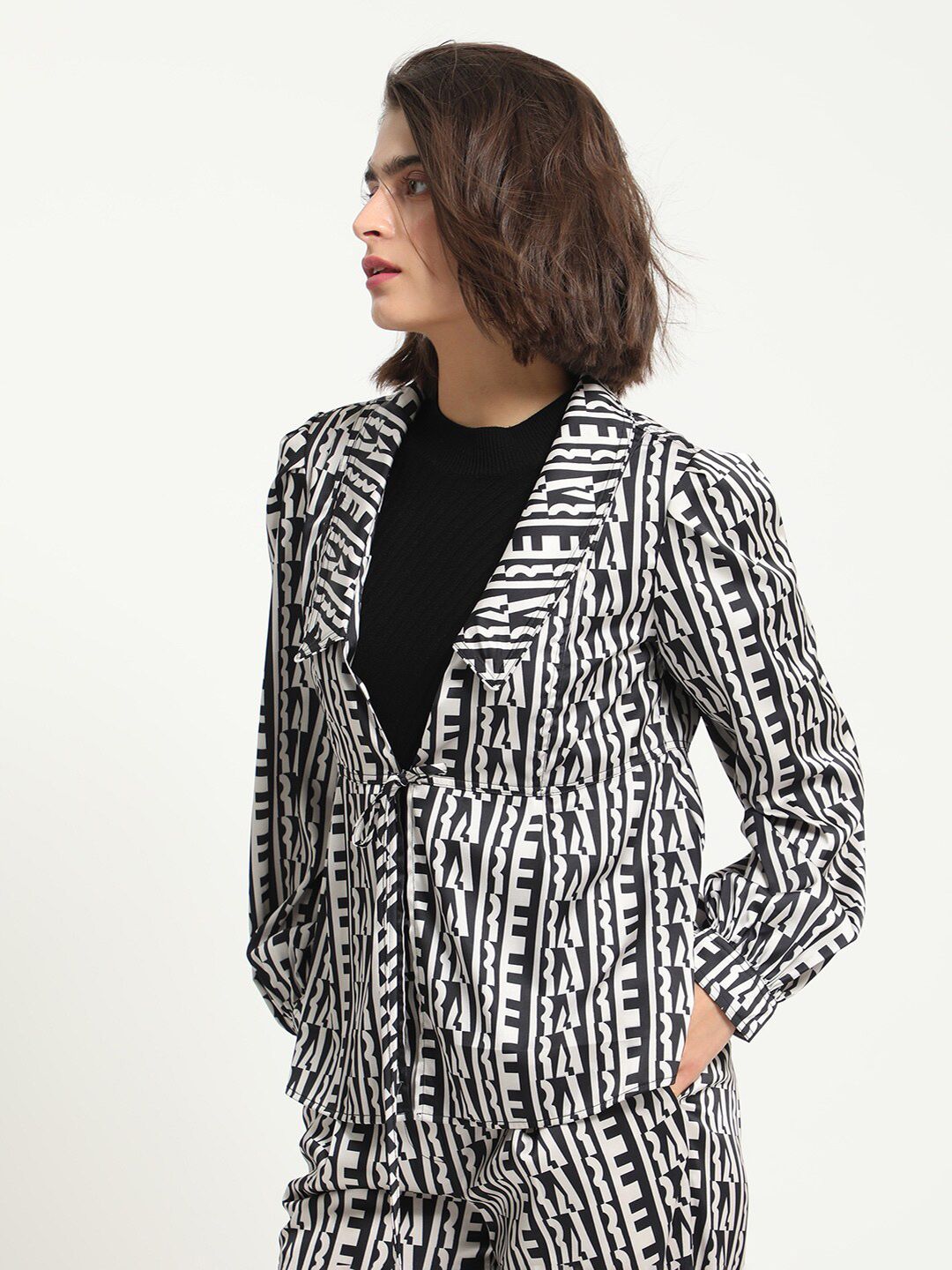 RAREISM Abstract Printed Tie Ups Shirt Style Top