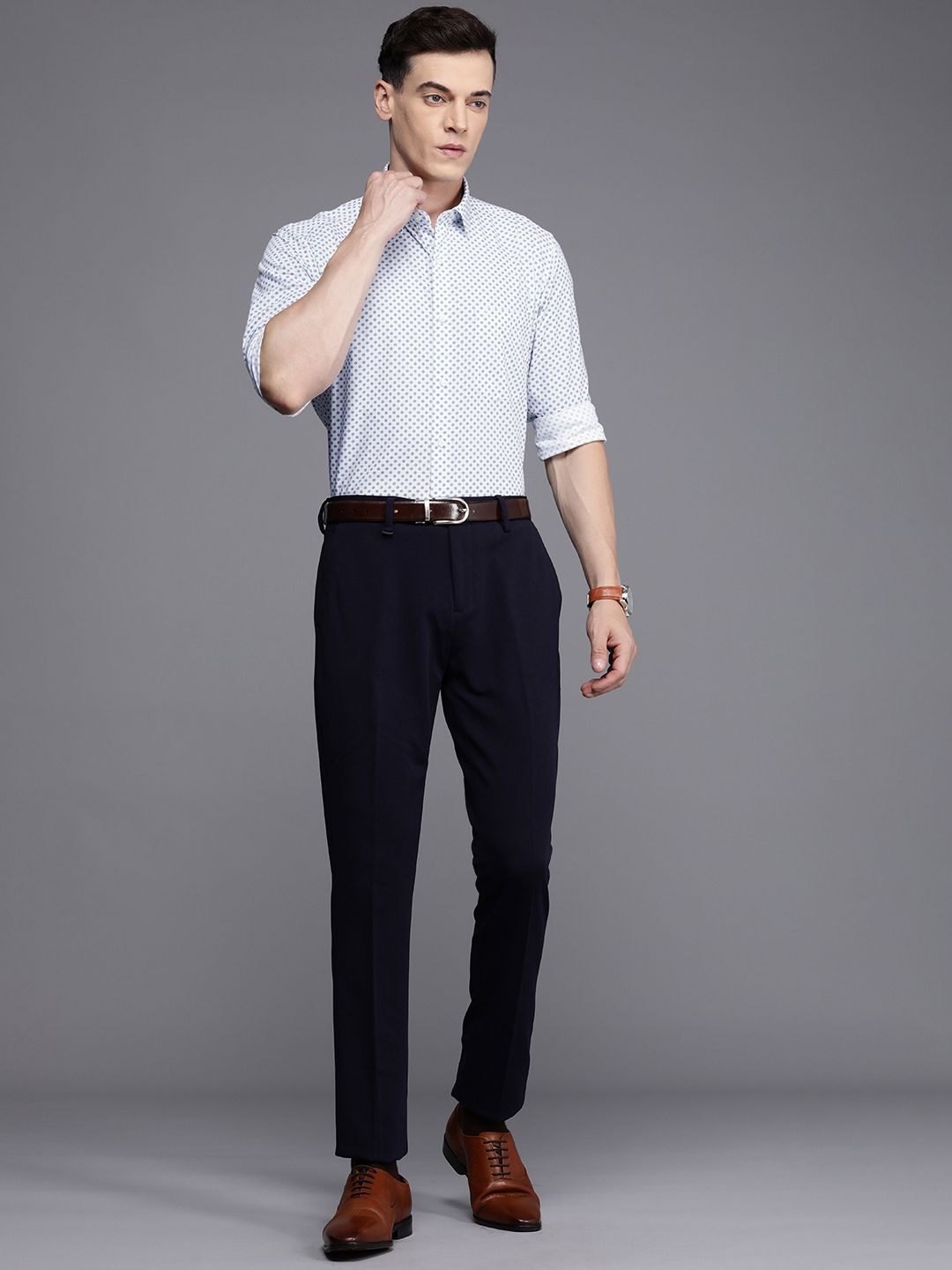 Raymond Premium Slim Fit Floral Printed Pure Cotton Formal Shirt