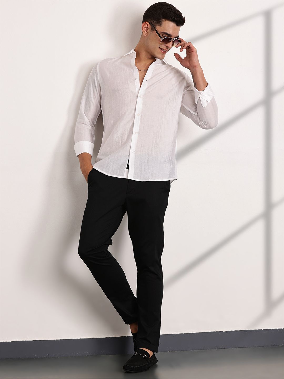 Thomas Scott Men Classic Slim Fit Opaque Casual Shirt