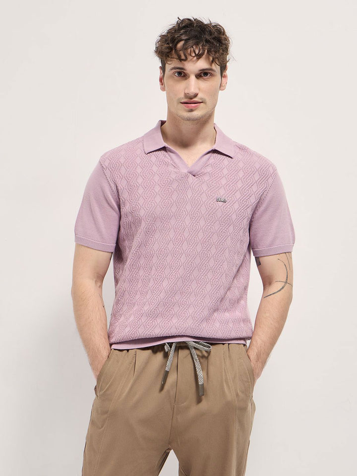 T-Shirt Kapas Kolar Polo Reka Bentuk Lelaki Bear House