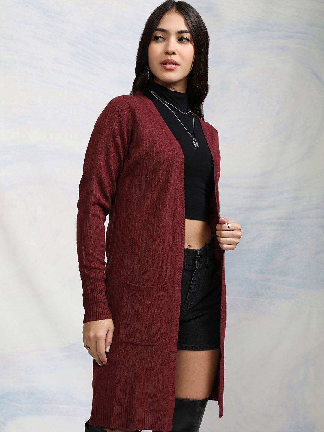 Tokyo Talkies Women Burgundy Front-Open