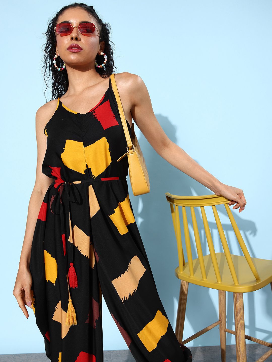 QUIERO Women Black & Brown Printed Basic Jumpsuit