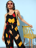 QUIERO Women Black & Brown Printed Basic Jumpsuit