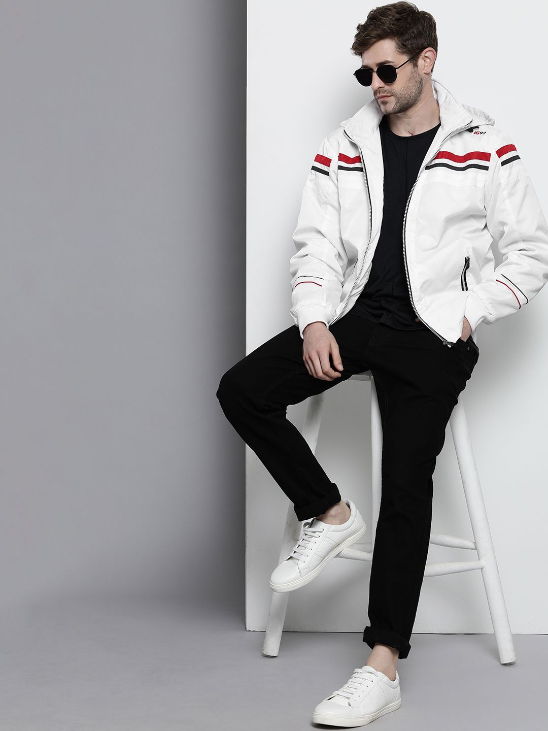 The Indian Garage Co Men White Sporty Jacket