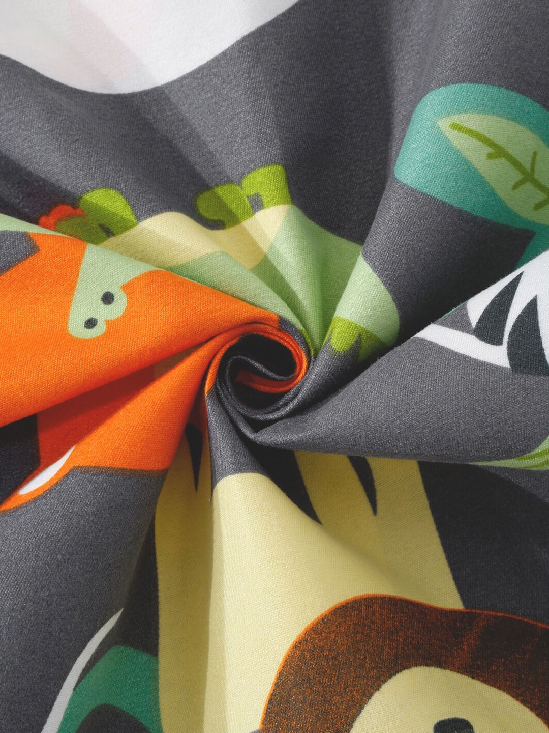 KLOTTHE Grey & Orange Cartoon Character Printed 300 TC King Bedsheet With 2 Pillow covers