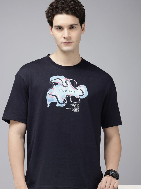 T-shirt drop-shirt yang dicetak grafik Spykar yang besar