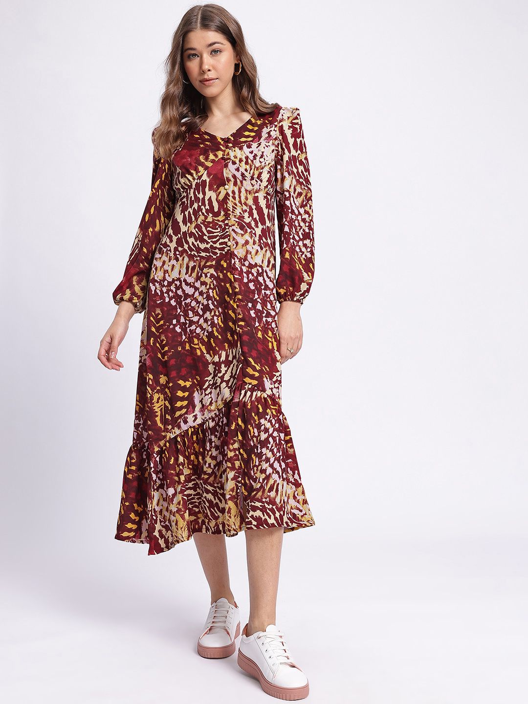 DressBerry Summer Sorbet Animal Print Midi Empire Dress