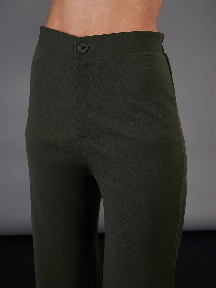 SASSAFRAS worklyf Olive Green Puff Sleeves Top & Trousers Co-Ords