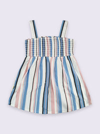 Moms Love Infant Girls Cotton Striped Fit & Flare Dress