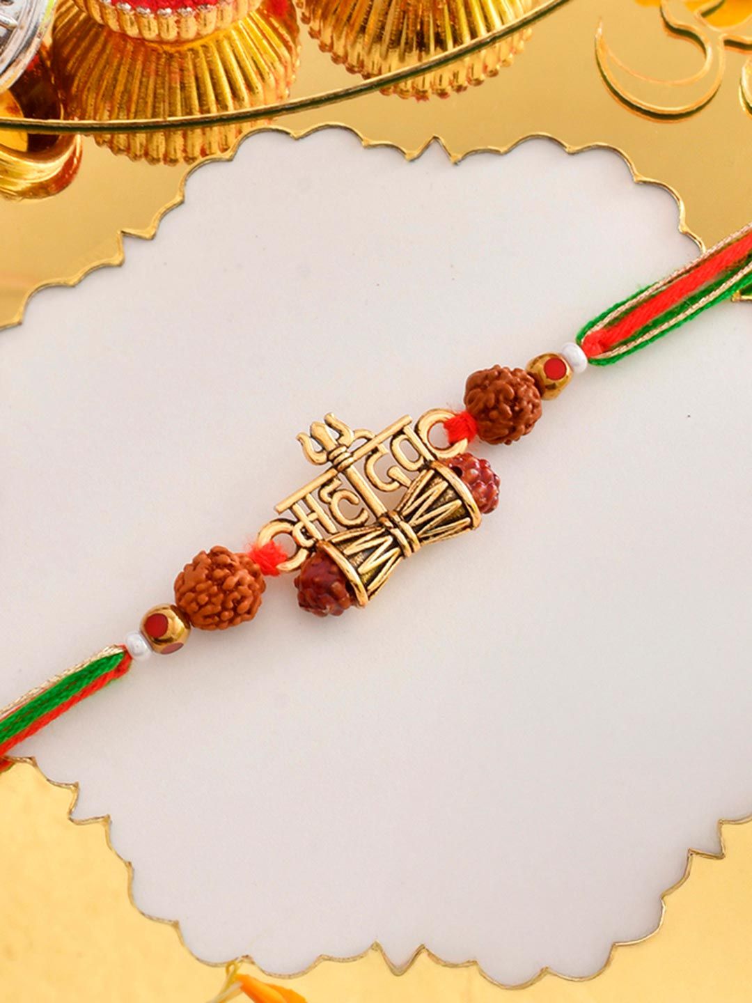 Voylla Men Lord Shiva Damru Motif Thread Rakhi
