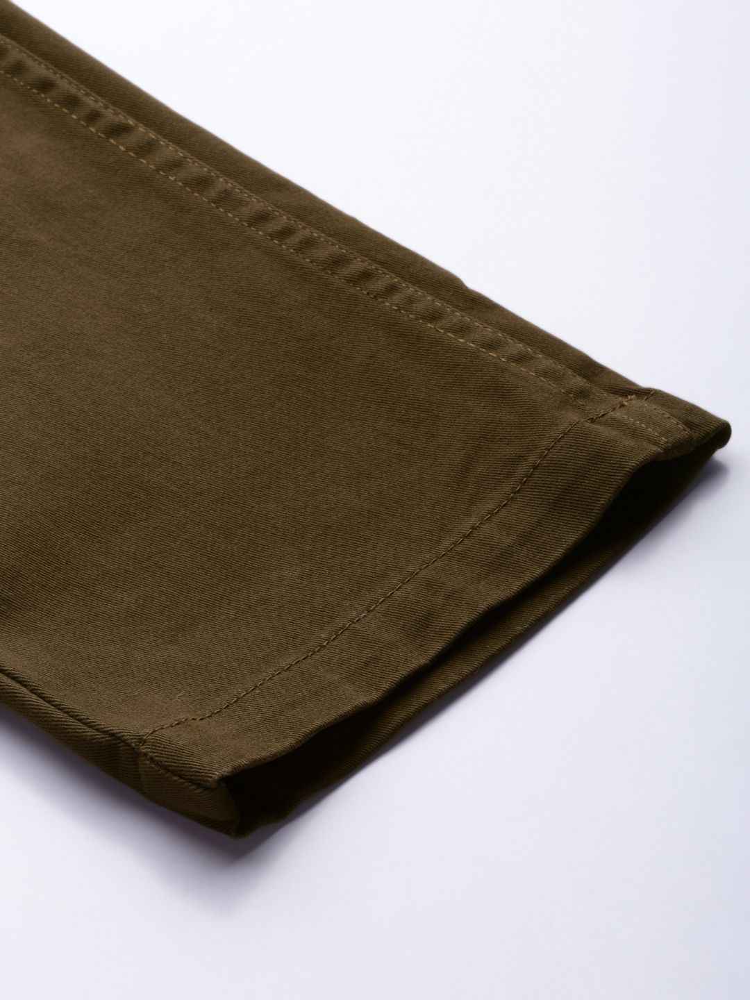 The Indian Garage Co Men Olive Brown Slim Fit Chinos Trousers