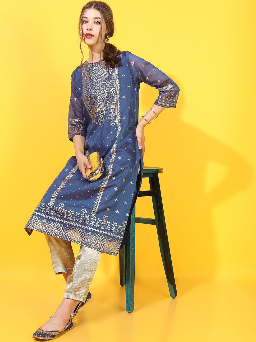 Vishudh Women Blue Ethnic Motifs Kurta