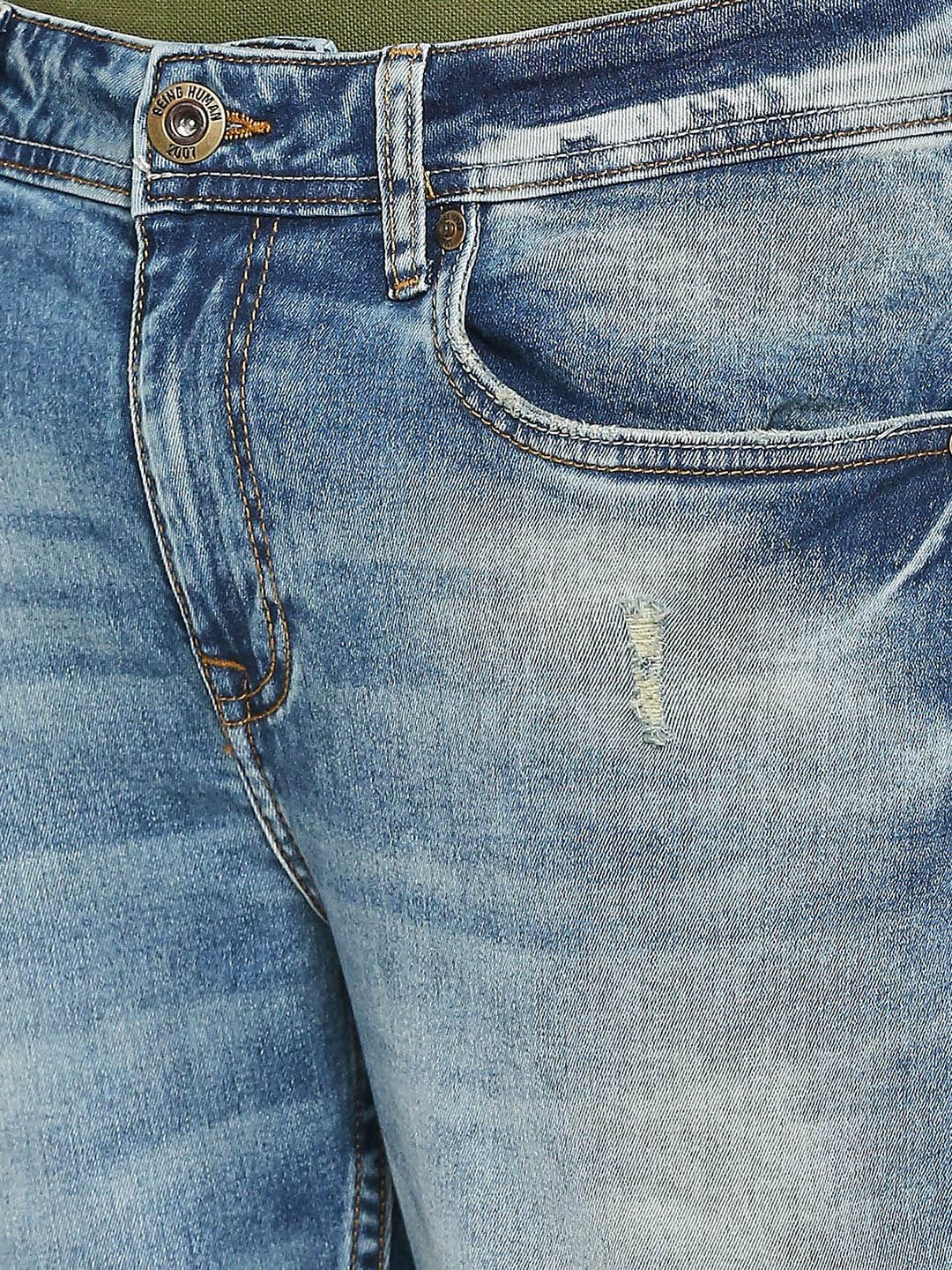 Being Human Men Slim Fit Mildly Distressed Mid-Rise Heavy Fade Jeans