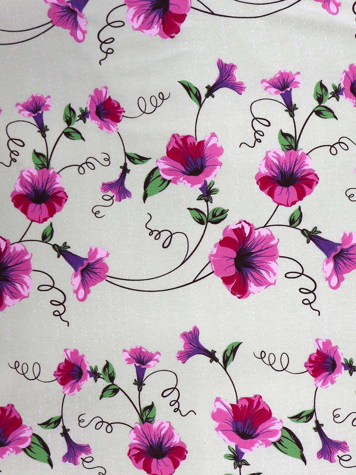 BOMBAY DYEING Aster Green Floral 100 TC Cotton Queen Bedsheet Set-2.24 m X 2.44 m