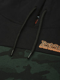 The Indian Garage Co Men Green & Black Camouflage Print Hooded Sweatshirt