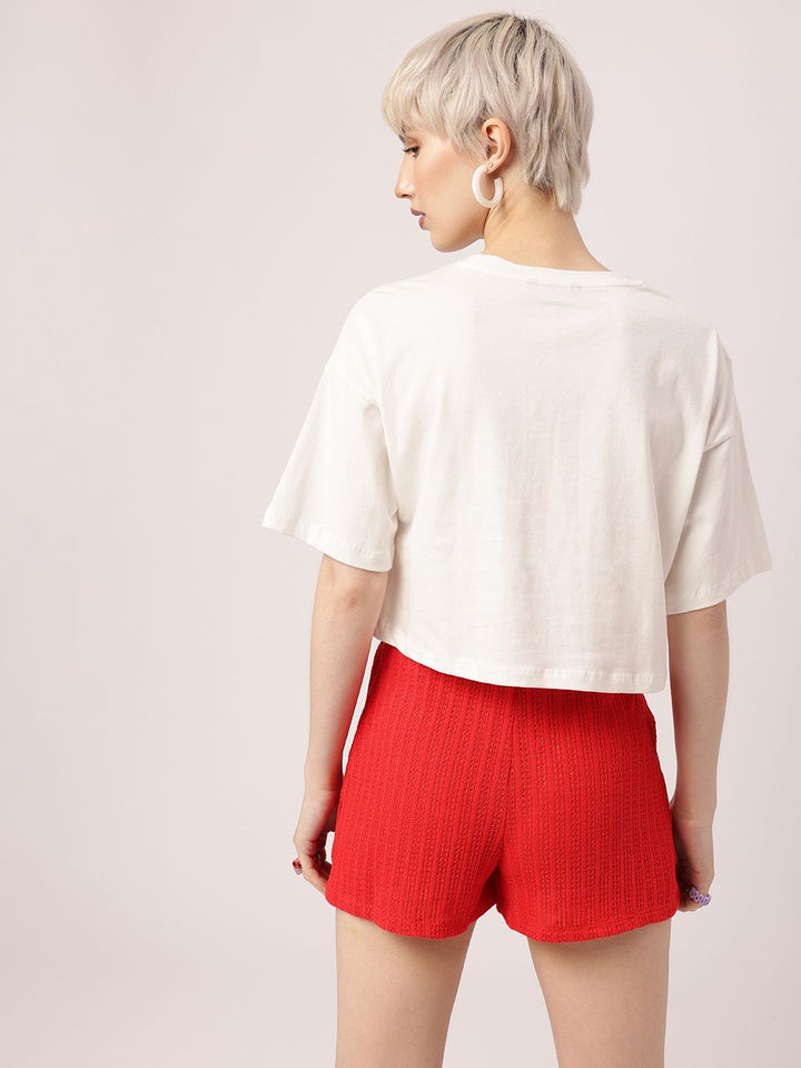 DressBerry Grunge Look, Kind Heart Printed Boxy Crop T-shirt