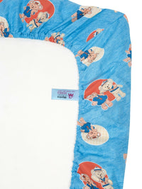 Myntra Elegant Homes Blue Printed Cotton 400 TC Fitted Single Bedsheet Set-2.25mX1.50m