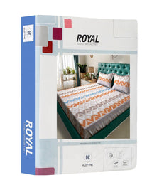 KLOTTHE Coklat Geometric Polycotton 300 TC Cadar Katil King dengan 2 Sarung Bantal-98 x 89 inci