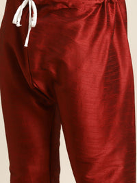 SOJANYA Men Maroon Kurta with Churidar & Nehru Jacket