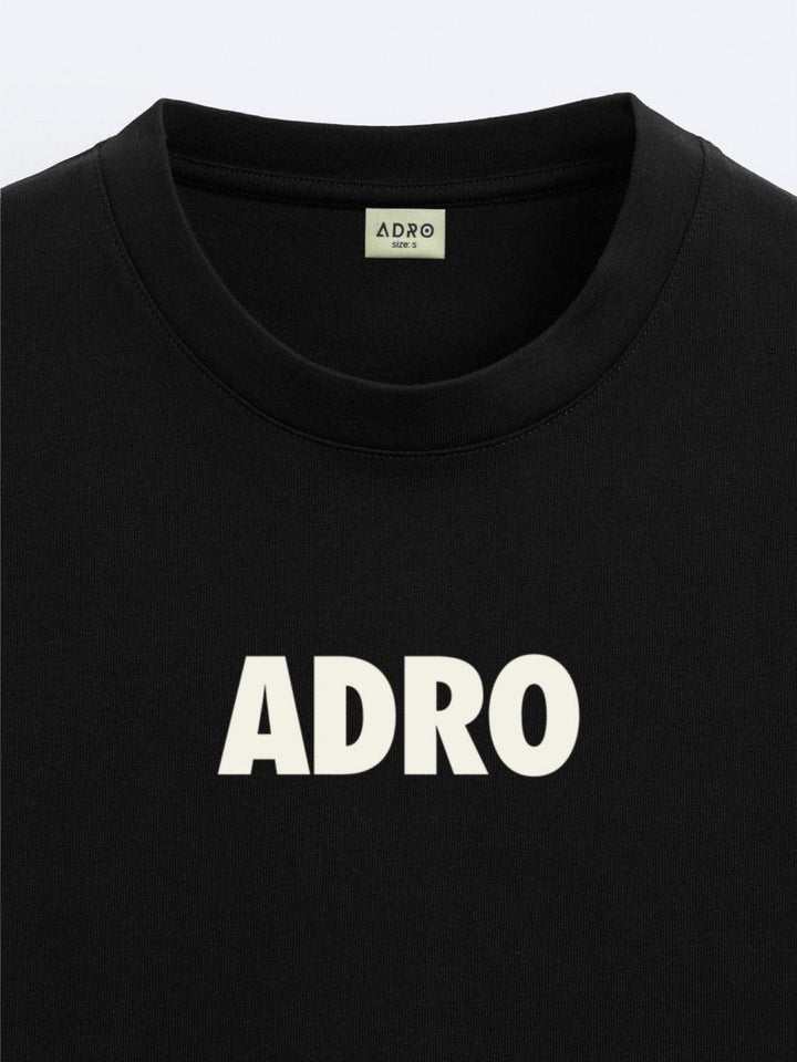 ADRO Lelaki Typography Printed Drop-Shoulder Sleeves Cotton Oversized T-Shirt
