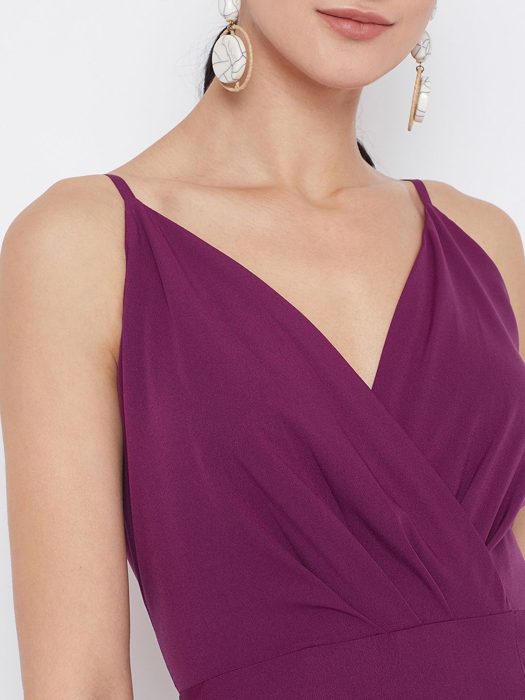 Berrylush Women Purple Solid Maxi Dress