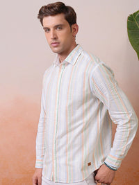 "Locomotive Premium Men Striped Relaxed   Shirt"