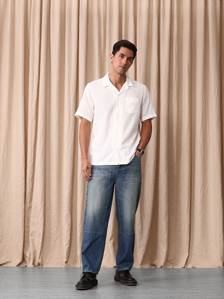Mr Bowerbird Men Pure Cotton Oversized Heavy Fade Jeans