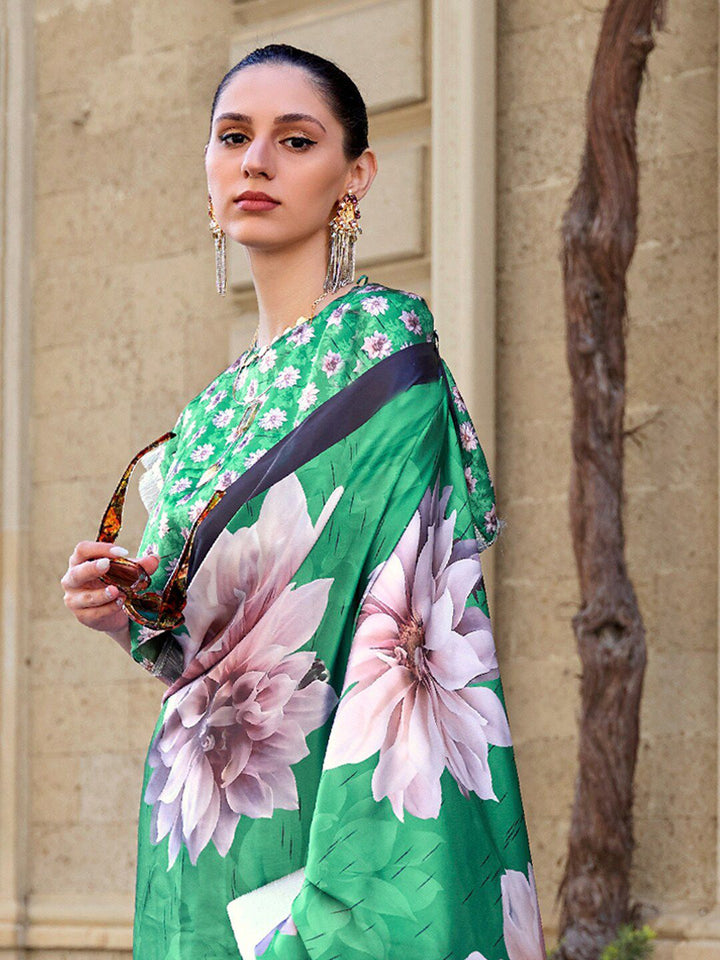 Saree mall Floral Printed Satin Sarees