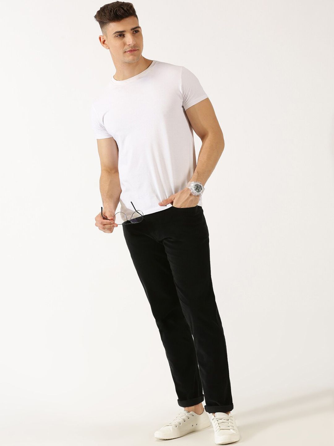 Thomas Scott Men Regular Fit Corduroy Chinos Trousers